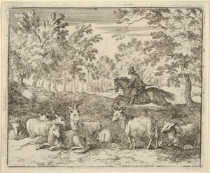 Der Hirte zu Pferd jagt den Hirsch von Allart van Everdingen