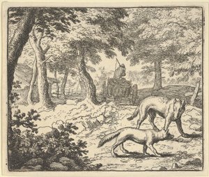 Der Wolf beschuldigt Renard, die gestohlenen Fische gegessen zu haben, 1650-75 von Allart van Everdingen