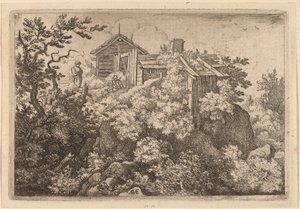 Drei Hütten auf einem Felsen