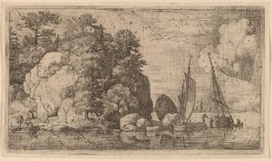 Zwei Boote auf einem breiten Fluss von Allart van Everdingen