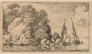 Zwei Boote auf einem breiten Fluss, wahrscheinlich ca. 1645-1656 von Allart van Everdingen