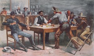 Streit über Karten in einem Western-Saloon von Allen Carter (after) Redwood