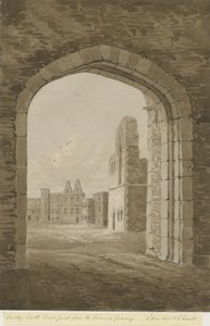 Dudley Schloss - Der Bergfried: Rot-Sepia-Zeichnung, 8. Juni 1843 von Allen Edward Everitt