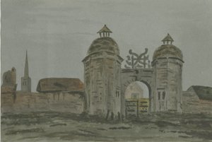 Hamstall Ridware Hall - Portiershäuser: Aquarell, undatiert [1824-1882]