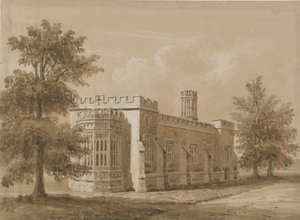 Tixall - Kapelle in Tixall Hall (Rötel-Sepia-Waschzeichnung)