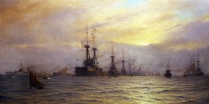 Die Ankunft der Flotte zur Überprüfung der Krönung von König Georg V. des Vereinigten Königreichs im Jahr 1911