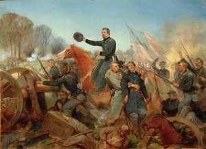 Schlacht in der Wildnis, Angriff bei Spotsylvania Court House, Virginia, 1865 von Alonzo Chappel