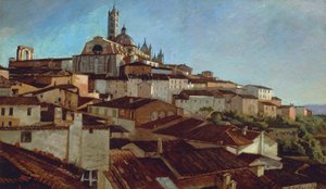 Siena, von Alfonso Hollaender, Öl auf Leinwand auf Karton, 31x51,5 cm von Alphons Hollaender
