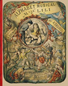 Couverture - Gravur aus dem Alphabet musical de Mlle Lili, von Angelino Trojelli (18..-1916). Bibliothèque & Magasin d