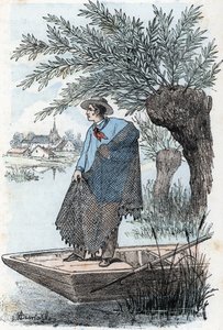 Netzfischen. Gravur aus „Die Bedürfnisse des Lebens“ von Rengade von Alphonse Demarle