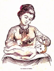 Die Toilette des Kindes - Das normale Leben & Gesundheit von J. Rengade. Zeichnung von A. Demarle 1881