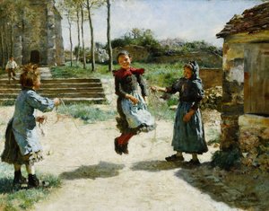 Kleine Mädchen beim Seilspringen von Alphonse Etienne Dinet