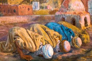 Gebet auf einer Terrasse in Bou-Saada oder Es-Sojoud von Alphonse Etienne Dinet