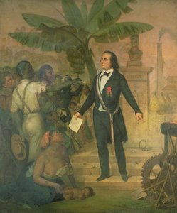 Joseph Napoleon Sebastien Sarda Garriga (1808-77) mit dem Emanzipationsdekret auf La Réunion