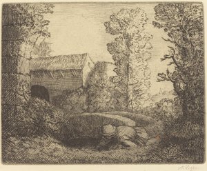 Brücke an der Mühle Le pont du moulin von Alphonse Legros