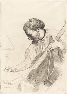 Kontrabassspieler (Le joueur de contre-basse) von Alphonse Legros