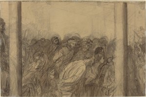 Menschenmenge zwischen zwei Säulen gesehen [verso] von Alphonse Legros