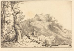 Bauernhof auf einem Hügel (La ferme sur la colline) von Alphonse Legros