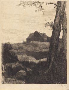 Bauernhof mit großem Baum