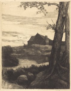 Bauernhof mit großem Baum von Alphonse Legros