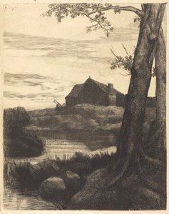 Bauernhof mit großem Baum von Alphonse Legros