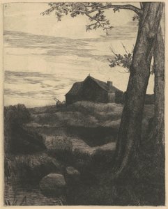 Bauernhof mit großem Baum von Alphonse Legros
