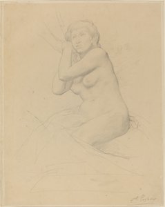 Sitzender weiblicher Akt von Alphonse Legros
