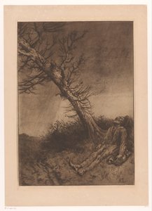 Gestorbener alter Mann unter einem Baum von Alphonse Legros