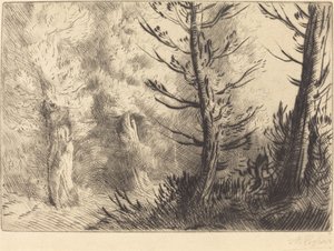 Im Wald von Fontainebleau von Alphonse Legros