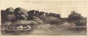 Landschaft mit Boot, 1. Platte Le paysage au bateau von Alphonse Legros