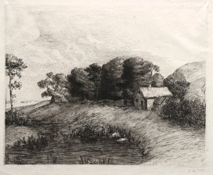 Landschaft mit einem Teich