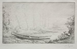 Le Départ pour la pêche, dans les brumes von Alphonse Legros