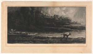 Die Landschaft mit dem Boot von Alphonse Legros