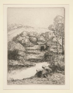 Le lavoir, oder Les laveuses (Waschhaus, oder Wäscherinnen) von Alphonse Legros