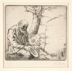 Bettler mit seinem Hut in der Hand von Alphonse Legros