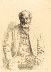 Alter Mann sitzt von Alphonse Legros