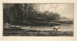 Landschaft im Boot von Alphonse Legros
