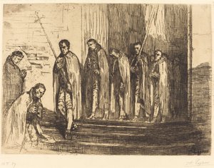 Prozession verlässt eine Kirche La sortie de la procession von Alphonse Legros