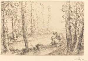 Ruhe entlang der Flussufer Repos au bord de la rivière von Alphonse Legros