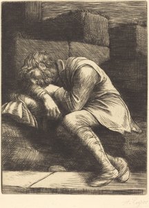 Schlafender Bettler Mendiant endormi von Alphonse Legros