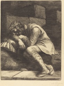 Schlafender Bettler Mendiant endormi von Alphonse Legros