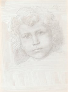 Studie von Amor, Kopf eines Mädchens, 1904 von Alphonse Legros
