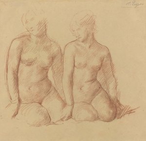 Studie von zwei nebeneinander sitzenden Figuren