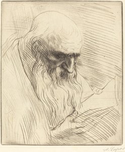 Studie des Kopfes eines lesenden Mannes von Alphonse Legros