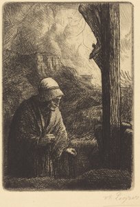 Frau am Fuße des Kreuzes von Alphonse Legros