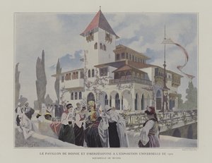 Pavillon von Bosnien und Herzegowina auf der Weltausstellung 1900, Paris von Alphonse Marie (after) Mucha