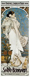 Ein Plakat für Sarah Bernhardts Abschiedstournee in Amerika von Alphonse Marie Mucha