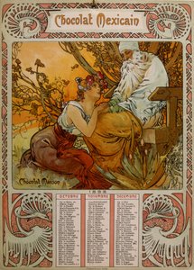 Schokoladenkalender von Masson, illustriert von Mucha (1860 – 1939), einem tschechischen Jugendstilmaler von Alphonse Mucha