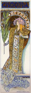 Unterhaltung. Gismonda, Stück von Victorien Sardou mit Sarah Bernhardt im Théâtre de la Renaissance, Paris. Plakat von Mucha, Frankreich von Alphonse Marie Mucha