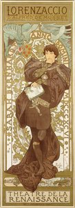 Lorenzaccio, Darstellung der stehenden Figur von Sarah Bernhardt in der Rolle, 1896
